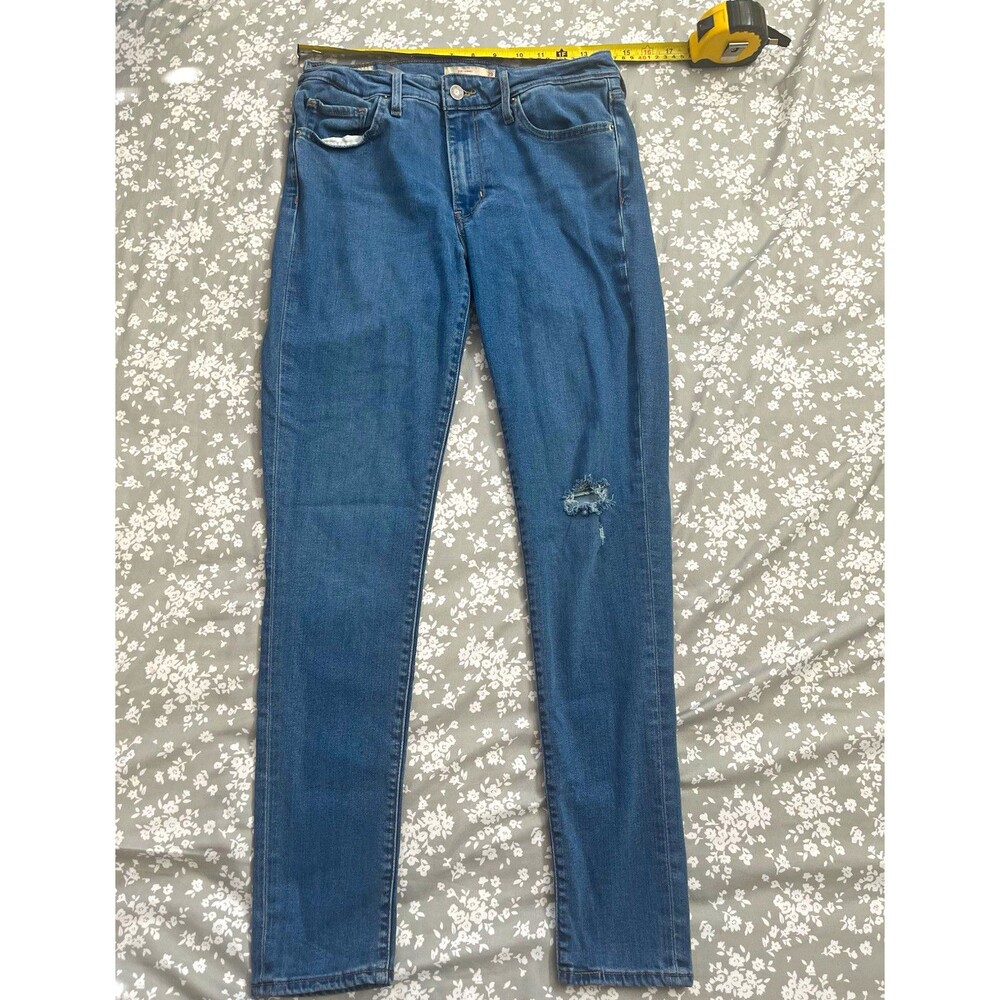 Levi's Premium Womens Distressed 711 Skinny Jeans Medium Wash Blue Denim Size 29